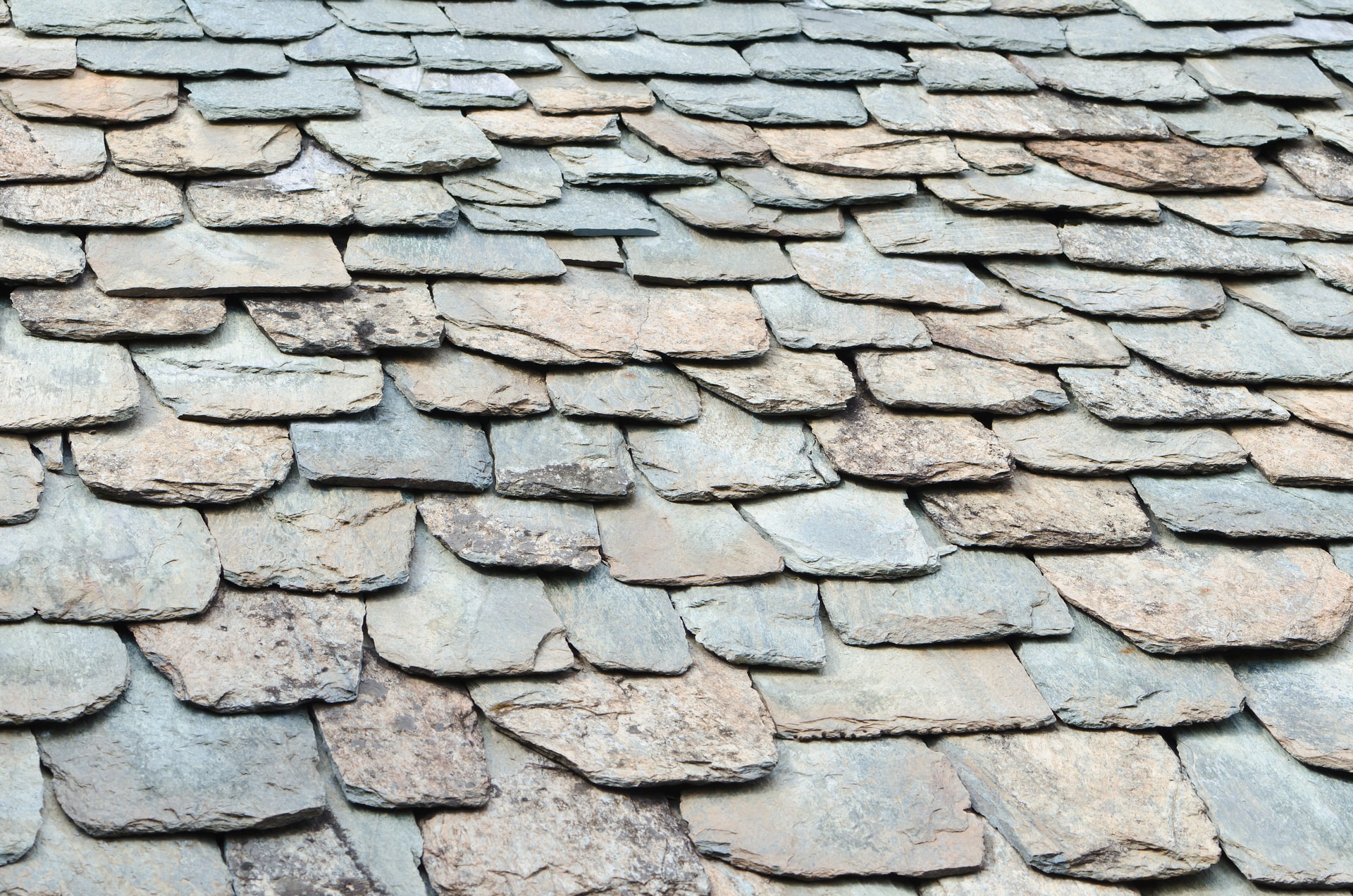 Close-up of rough stone roofing slabs